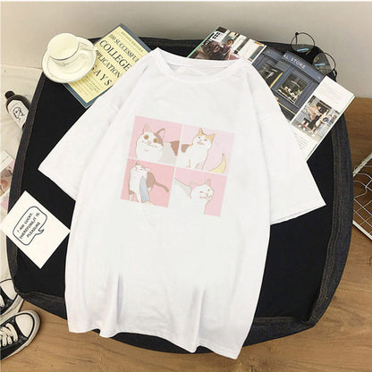 Cartoon Cat Print T-shirt